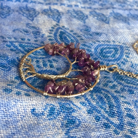 *SOLD* Silver Wrapped Amethyst Tree Pendant - Picture 4 of 8